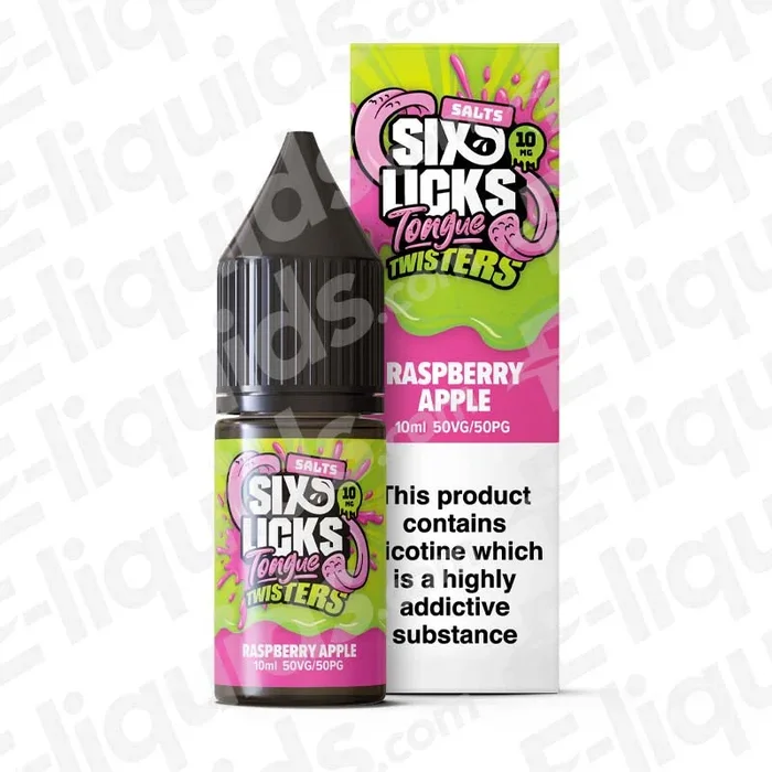 Raspberry Apple Nic Salt Vape Juice by Six Licks Tongue Twisters