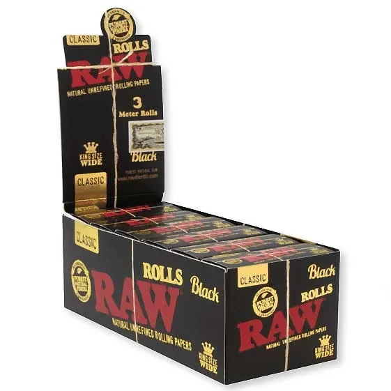 RAW Black King Size Wide Rolls (3 Meters) for Rolling