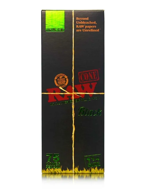 Raw Black Organic 1 1/4 Cones – 75ct