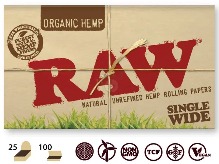 RAW Organic Hemp Single Wide 100/pack