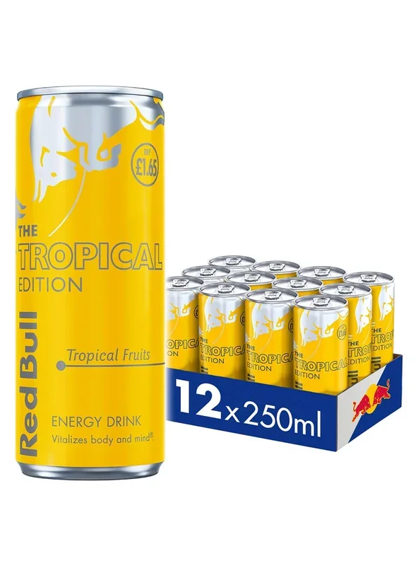Red Bull The Tropical Edition Energy Drink Price Marked Multipack, 12 x 250 ml