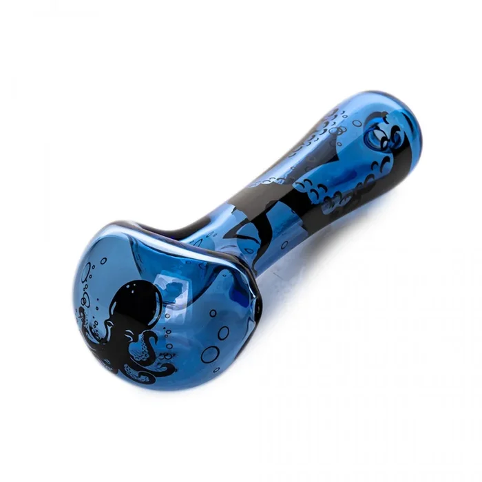 Red Eye Glass 4.5 ” Sapphire Blue Octopus Spoon Hand Pipe (3299)