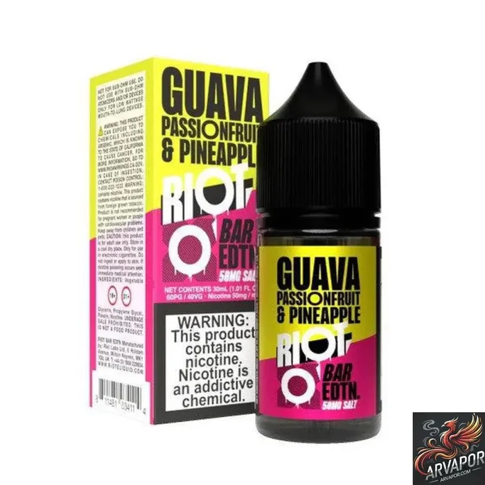 Riot Bar EDTN Salt 30mL – Guava, Passionfruit & Pineapple