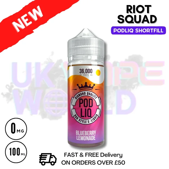 Riot Squad Pod Liq Shortfill Juice 80ML – Blueberry Lemonade Eliquid