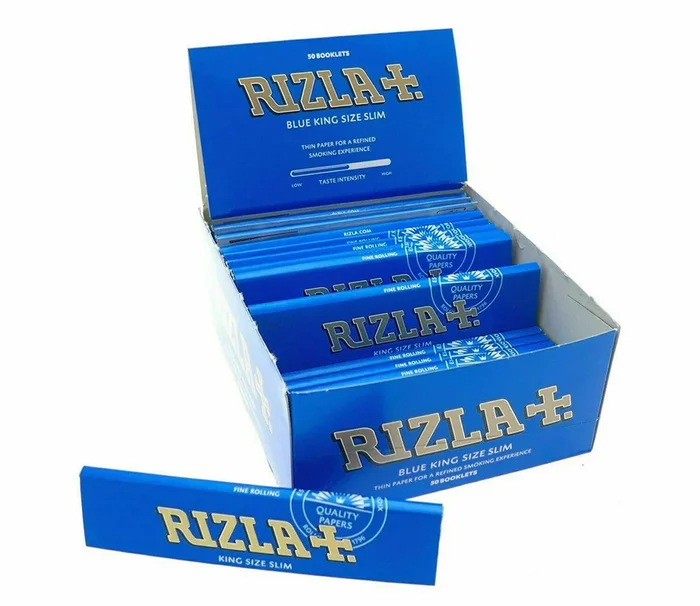 Rizla King Size Blue Slim Rolling Cigarette Papers Full Box 50 Booklets