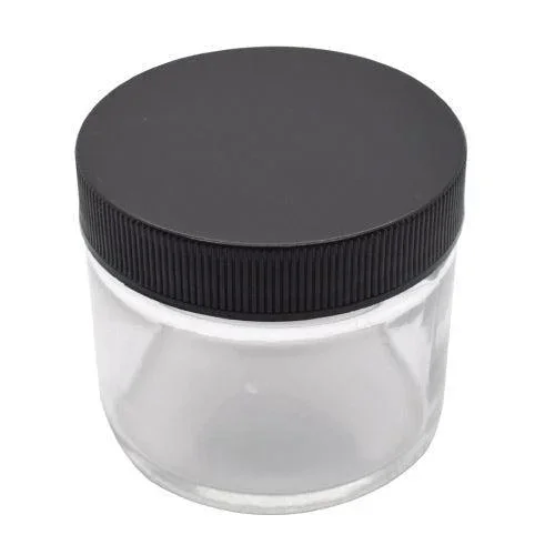 SAMPLE of 2 oz Glass Straight Sided Round Jar – Black Or White – (1 Count SAMPLE)