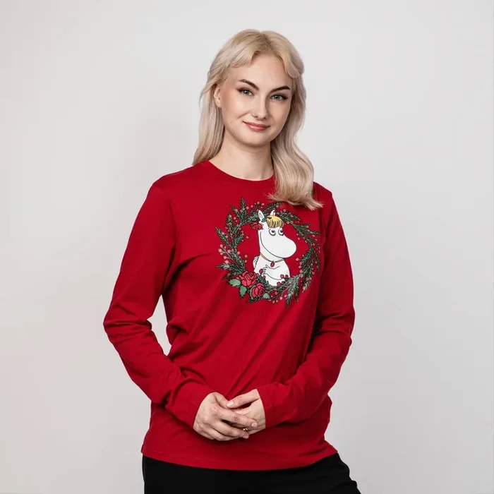 Snorkmaiden Winter Wreath Adults Shirt Red