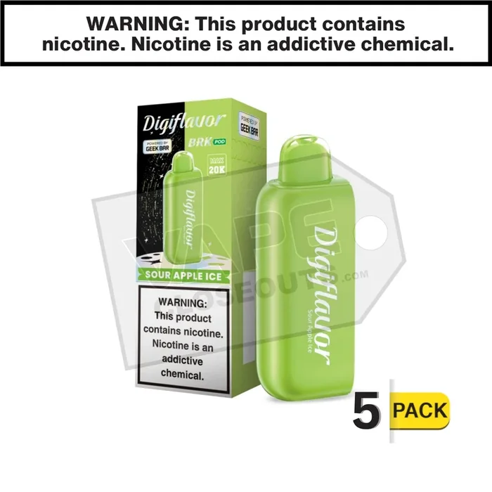 Sour Apple Ice Geek Bar DigiFlavor BRK Pod 20K Disposable Vape
