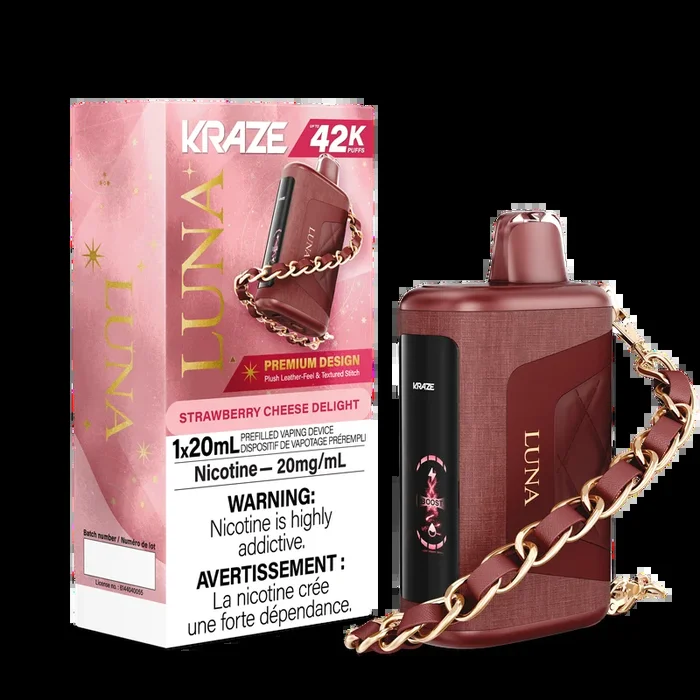 Strawberry Cheese Delight by Kraze Luna (42000 Puff) 20mL – Disposable Vape [ON]