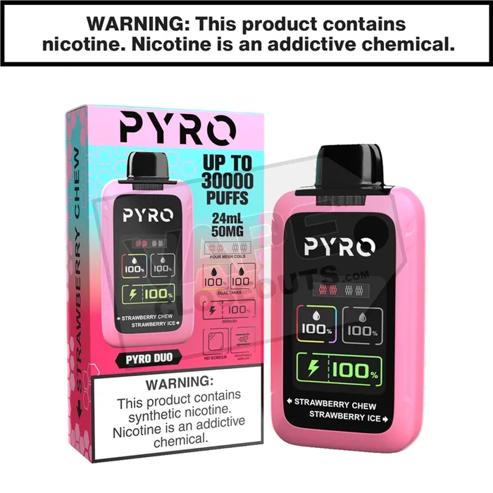 Strawberry Chew + Strawberry Ice Pyro Duo 30K Disposable Vape