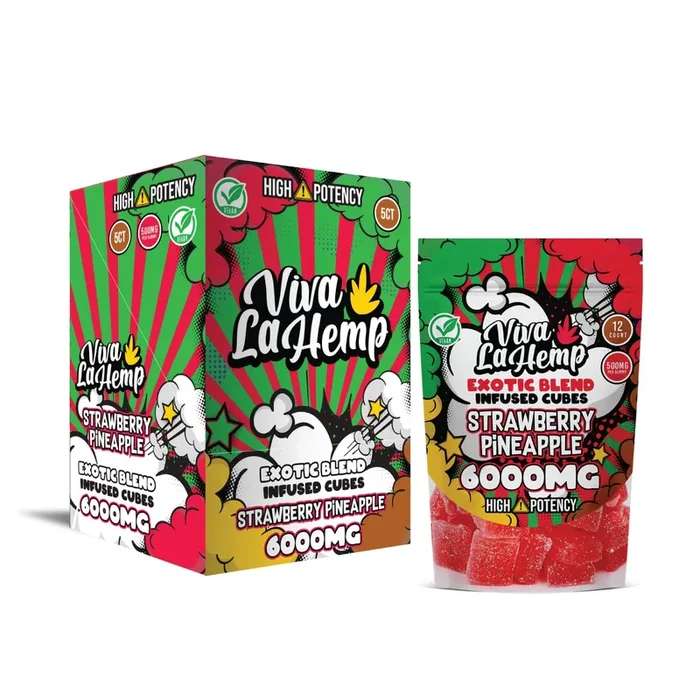 Strawberry Pineapple – Viva La Hemp Infused Cube Gummies 6000MG