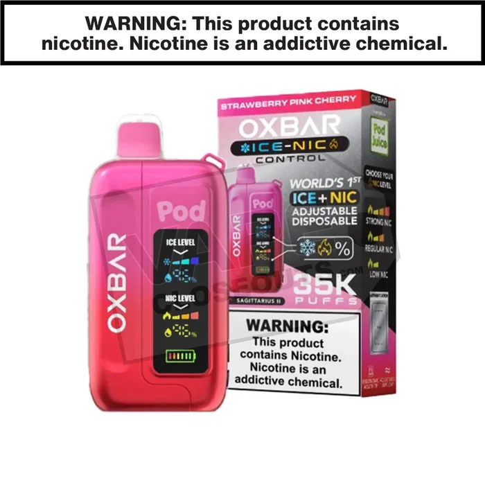 Strawberry Pink Cherry OXBAR X Pod Juice Ice-Nic Control 35K Disposable Vape