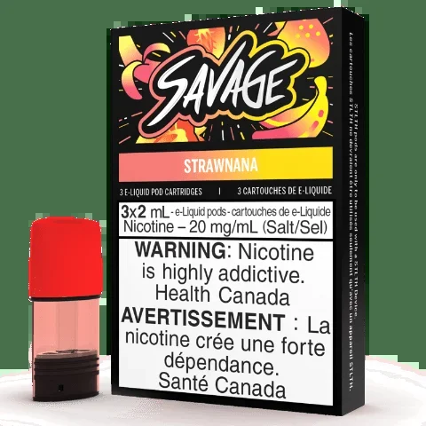 Strawnana – Savage – STLTH Pods – (Bold/Salt Nic)