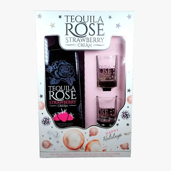 Tequila Rose Strawberry Cream Gift Set W/2 Shot Glasses