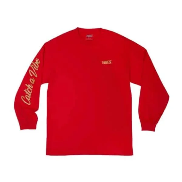 VIBES Red Catch A Vibe Long Sleeve Shirt 2X-Large