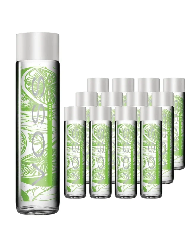 Voss Lime Mint Sparkling Water Glass Bottle Multipack, 12 x 375 ml