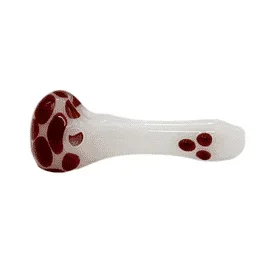 White Color Dot Glass Spoon Pipe by Prodo Dodo