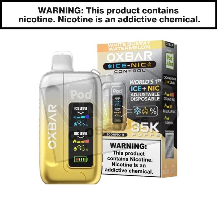 White Gummy Watermelon OXBAR X Pod Juice Ice-Nic Control 35K Disposable Vape