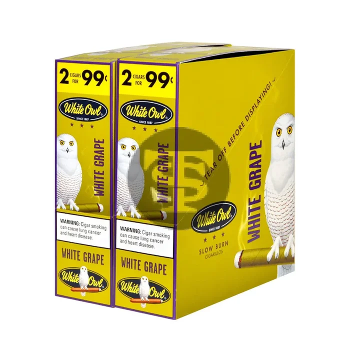 White Owl Cigarillos 99 Cent Pre-Priced 30 Packs of 2 White Grape Cigars