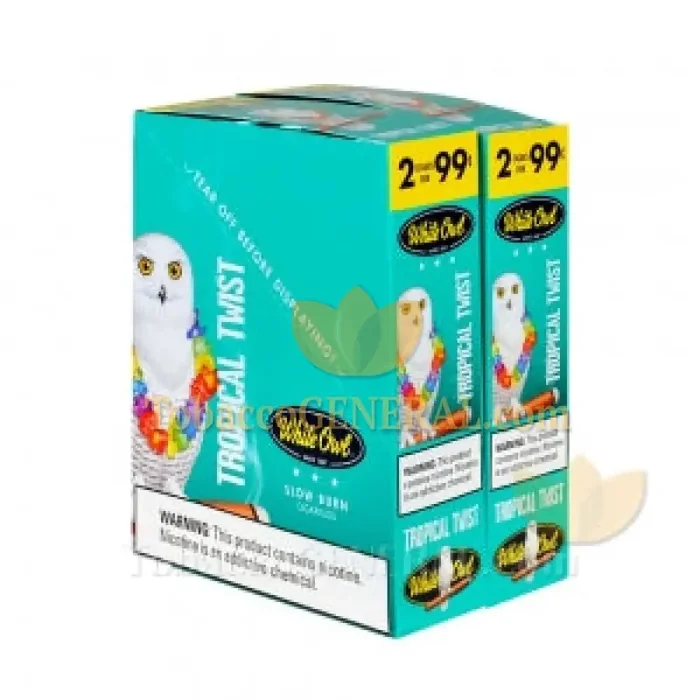 White Owl Tropical Twist Cigarillos 30 Packs of 2, Pre-Priced at 99c