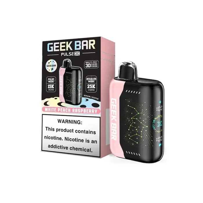 White Peach Raspberry Geek Bar Pulse X 25K Disposable Vape