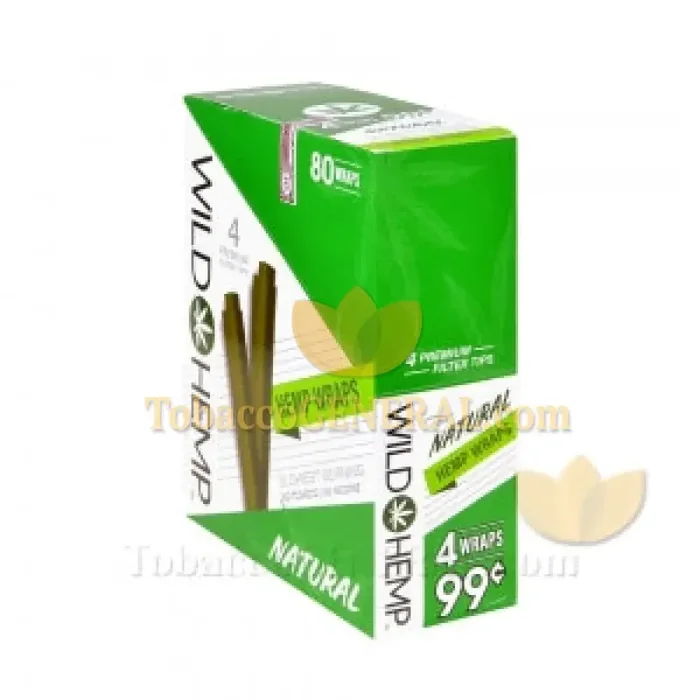 Wild Hemp Natural Pre-Rolled Filter Wraps 99c Pre-Priced 20 Pouches of 4