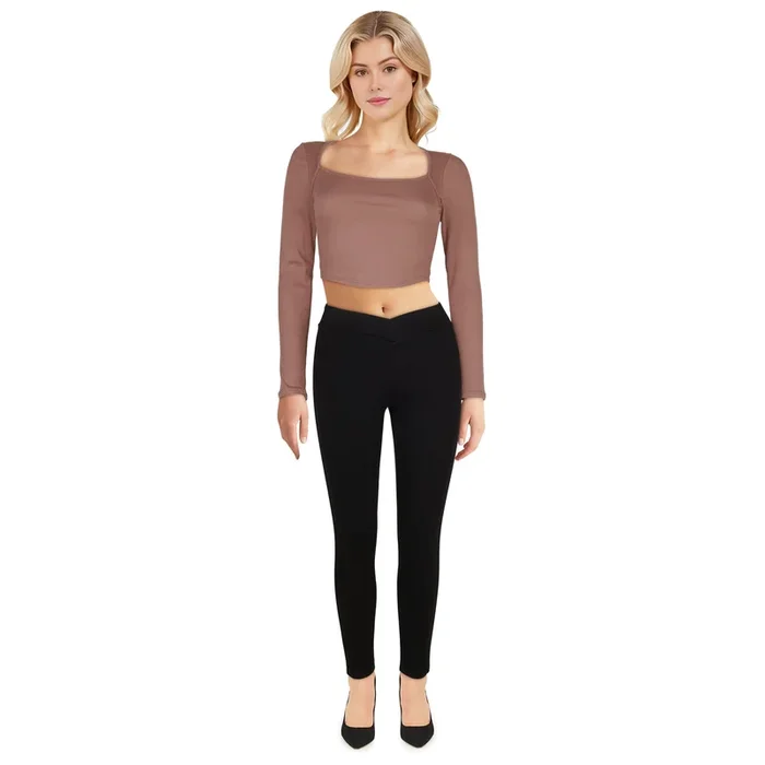Women’s Queen Anne Neckline Long Sleeve Top