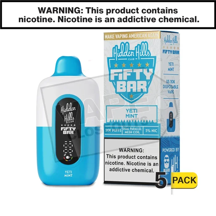 Yeti Mint Fifty Bar 20K Hidden Hills Disposable Vape