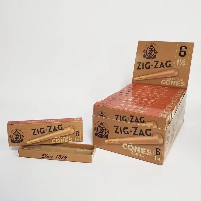 Zig-Zag Unbleached 1 1/4 Pre-Rolled Cones 6/pack